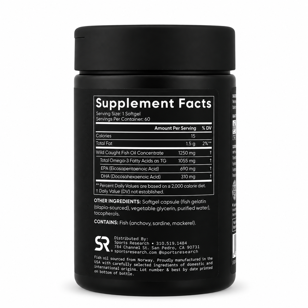 Omega-3 Fish Oil Triple Strength 1250 mg Sports Research – 60 Cápsulas