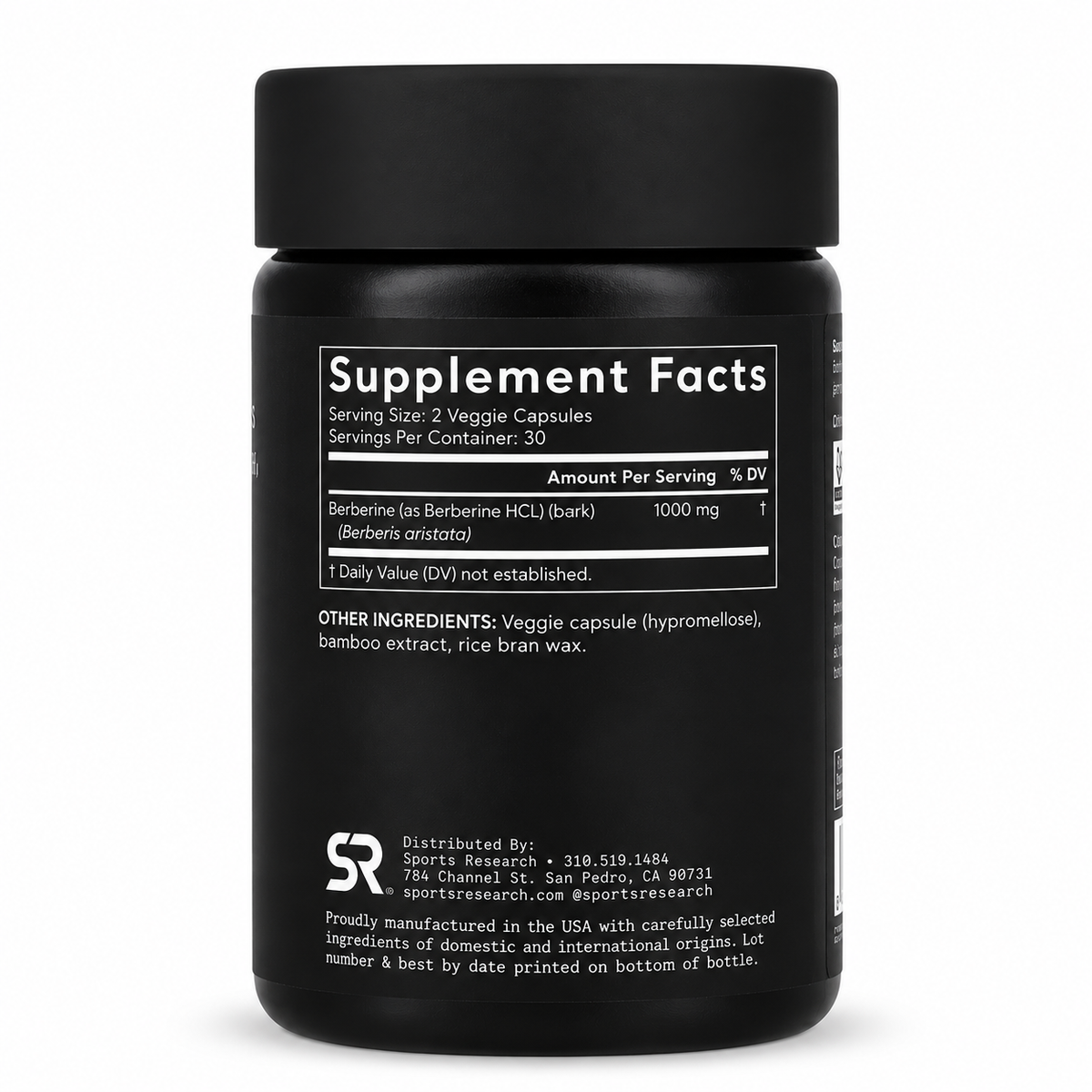 Berberine Plant-Based 1000 mg Sports Research – 60 Veggie Capsules