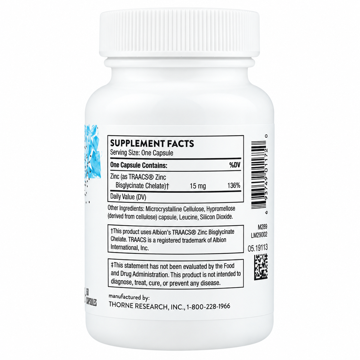 Zinc Bisglycinate 15 mg Thorne – 60 Cápsulas