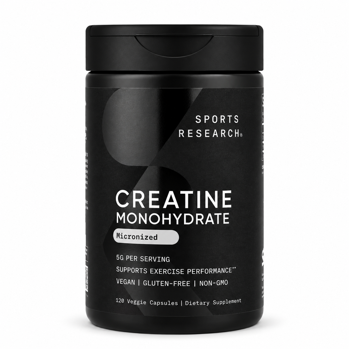 Creatina Monohidratada Micronizada 5 g Sports Research – 120 Cápsulas Vegetales