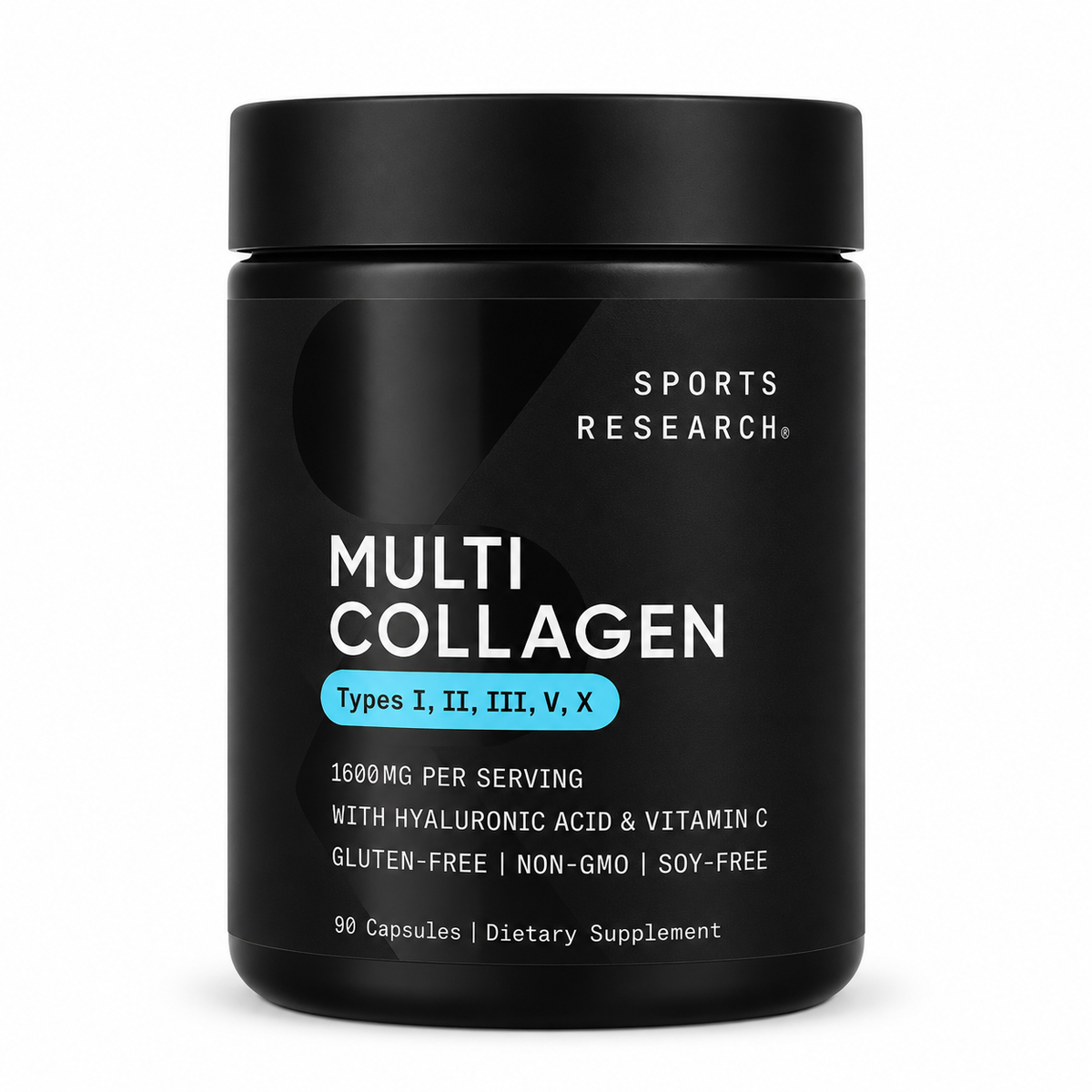 Multi Collagen 5 Tipos con Ácido Hialurónico y Vitamina C Sports Research – 90 Cápsulas