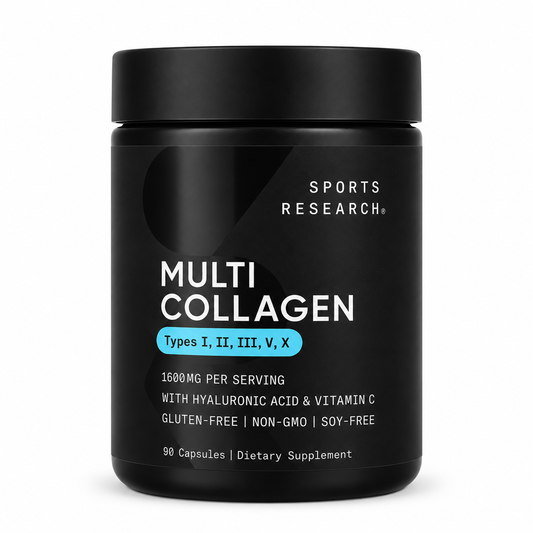Multi Collagen 5 Tipos con Ácido Hialurónico y Vitamina C Sports Research – 90 Cápsulas