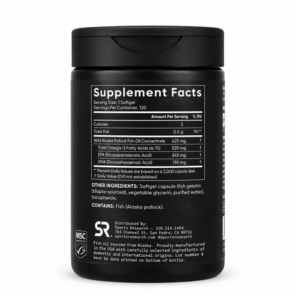 Alaskan Omega-3 Fish Oil Mini-Gels 625 mg Sports Research – 120 Softgels