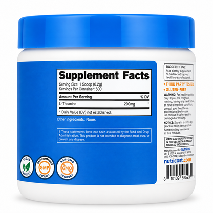 L-Theanine Powder 200 mg Nutricost – 100 g | 500 Porciones