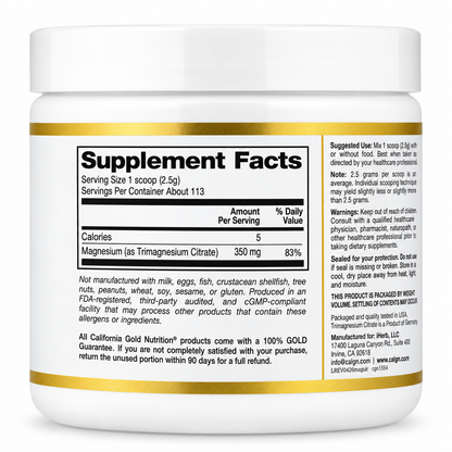 Magnesium Powder 350 mg California Gold Nutrition – 283 g