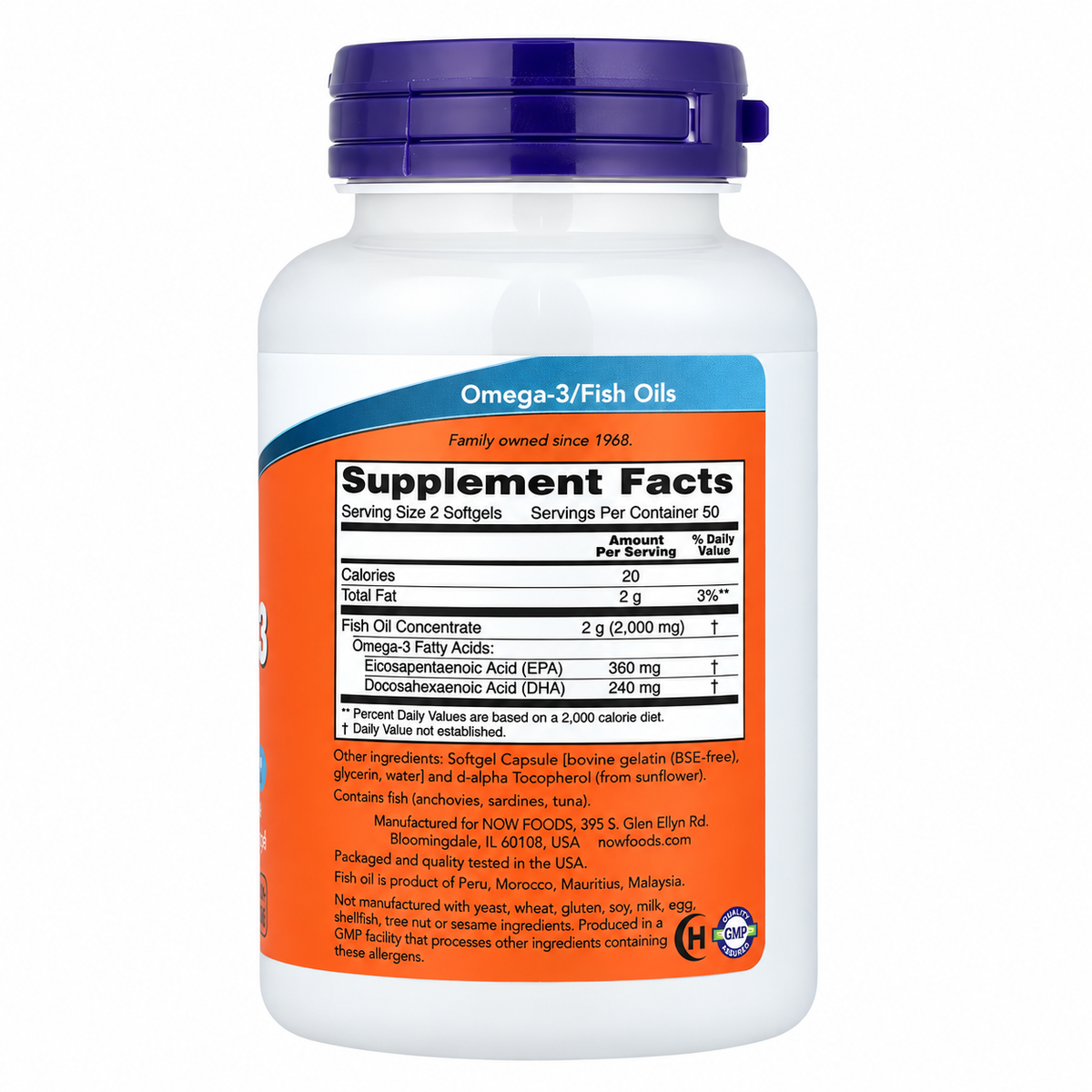 Omega-3 Fish Oil 1000 mg NOW – 100 Softgels