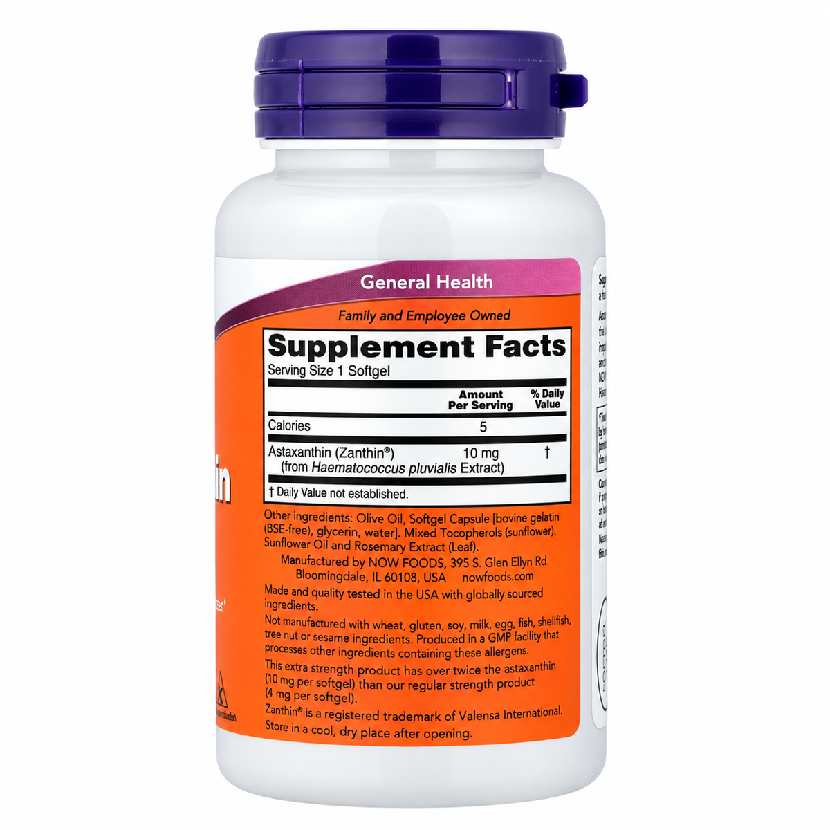 Foods Astaxanthin Extra Strength 10 mg NOW – 60 Softgels