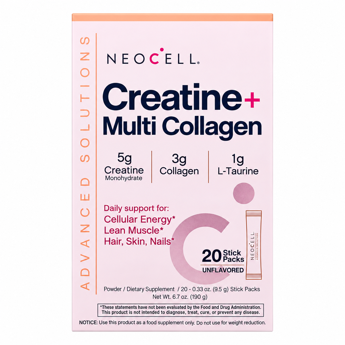 Creatine + Multi Collagen Advanced Solutions NeoCell – 20 Sobres