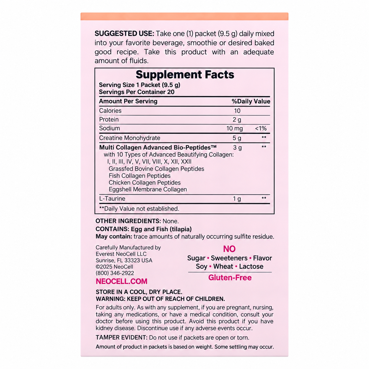 Creatine + Multi Collagen Advanced Solutions NeoCell – 20 Sobres