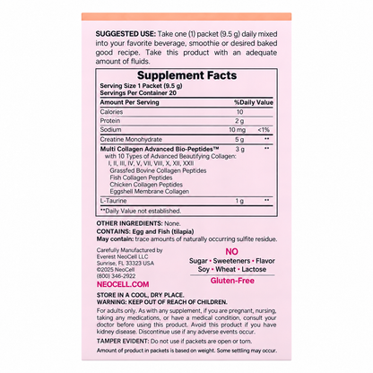 Creatine + Multi Collagen Advanced Solutions NeoCell – 20 Sobres