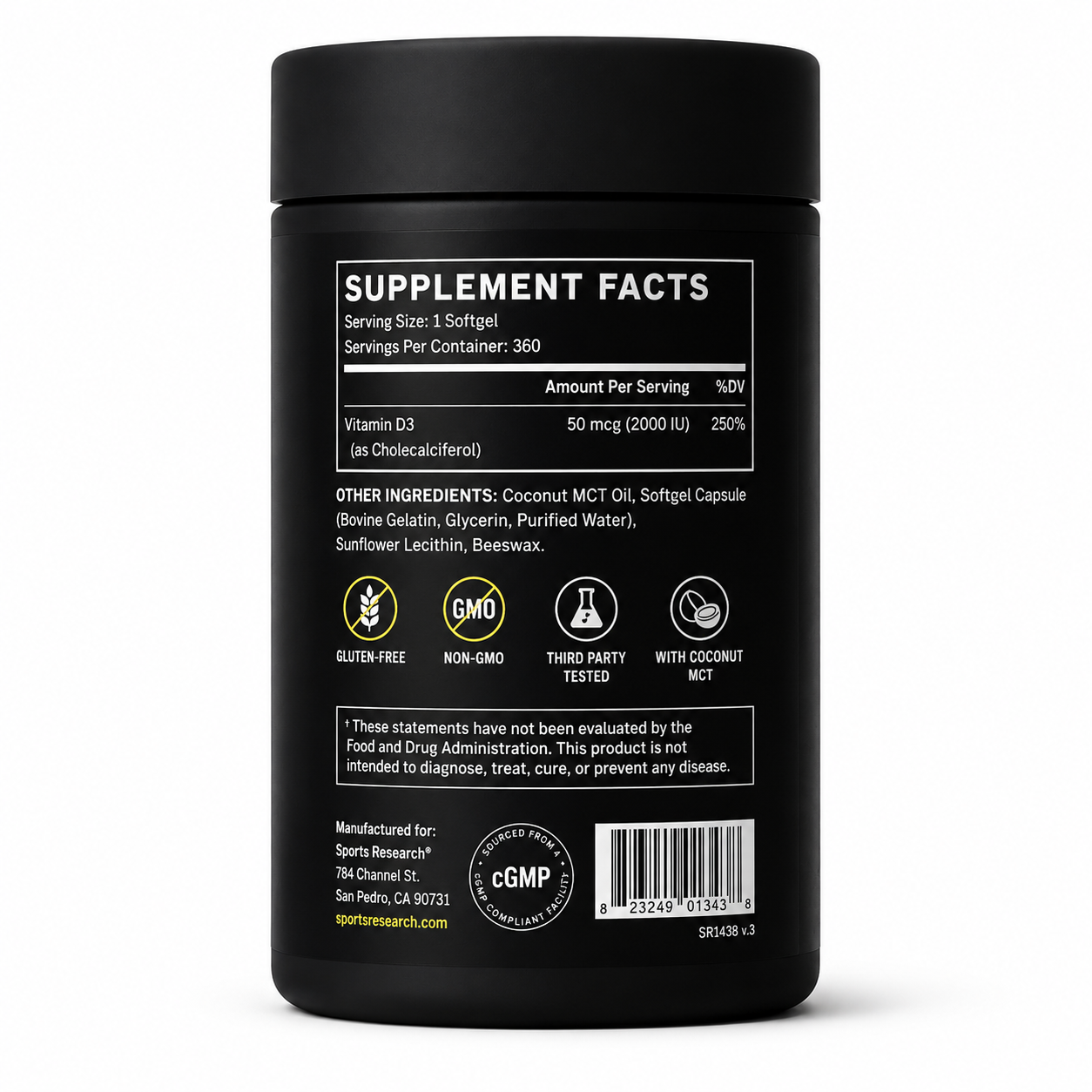 Vitamin D3 Double Strength 2000 IU Sports Research
