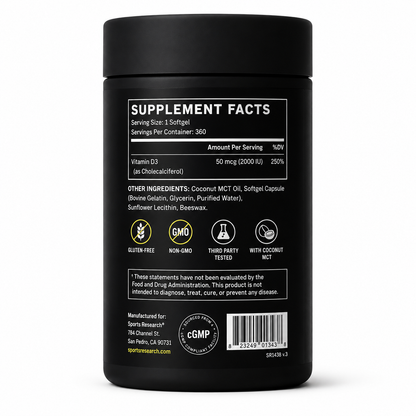 Vitamin D3 Double Strength 2000 IU Sports Research