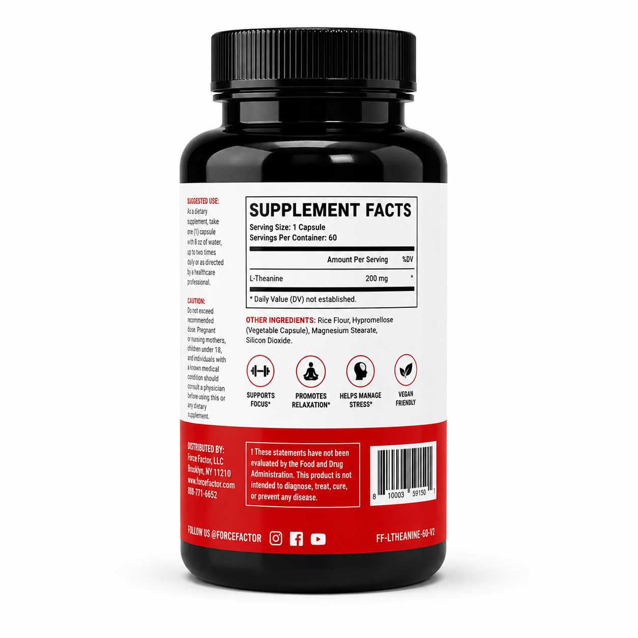 L-Theanine 200 mg Force Factor – 60 Cápsulas