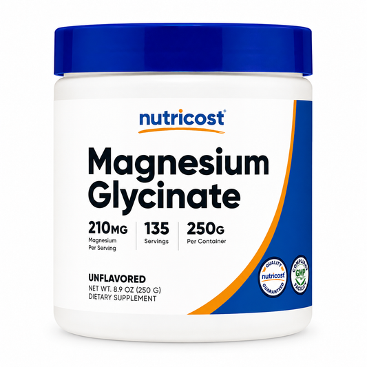 Nutricost Magnesium Glycinate en Polvo 250 g – Sin Sabor