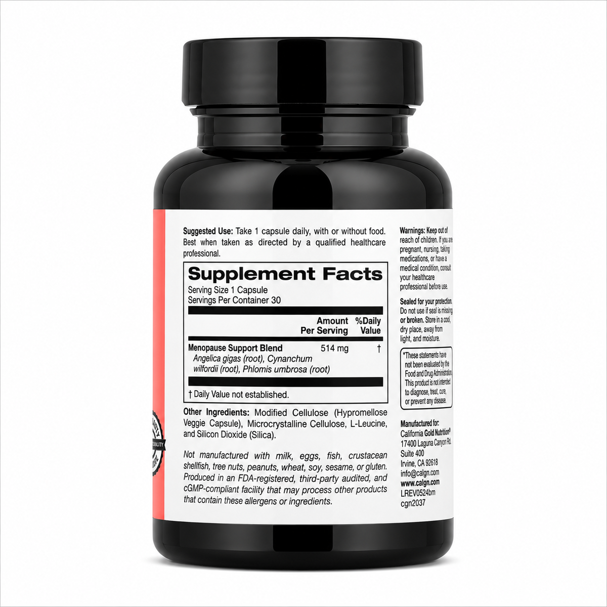 Menopause Support California Gold Nutrition 30 Cápsulas