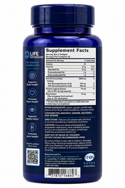 Super Omega-3 EPA/DHA Fish Oil Life Extension