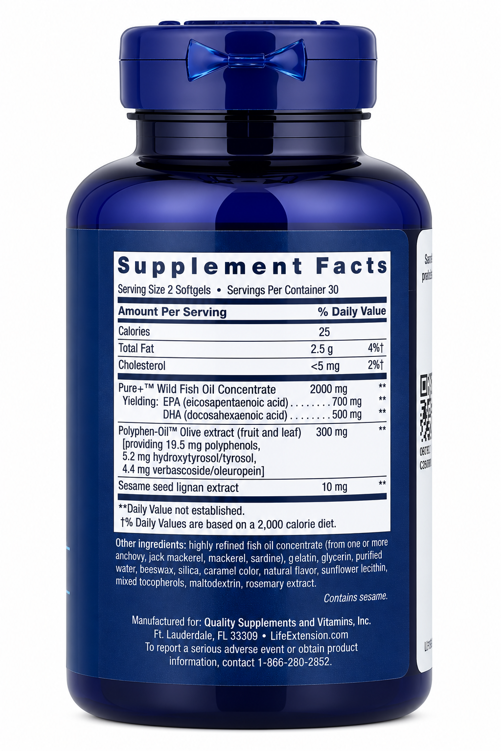 Super Omega-3 EPA/DHA Fish Oil Life Extension 60 cápsulas