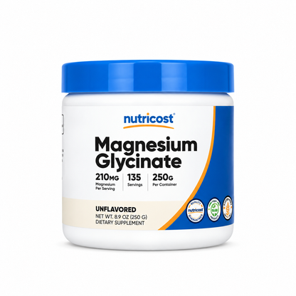 Nutricost Magnesium Glycinate en Polvo 250 g – Sin Sabor